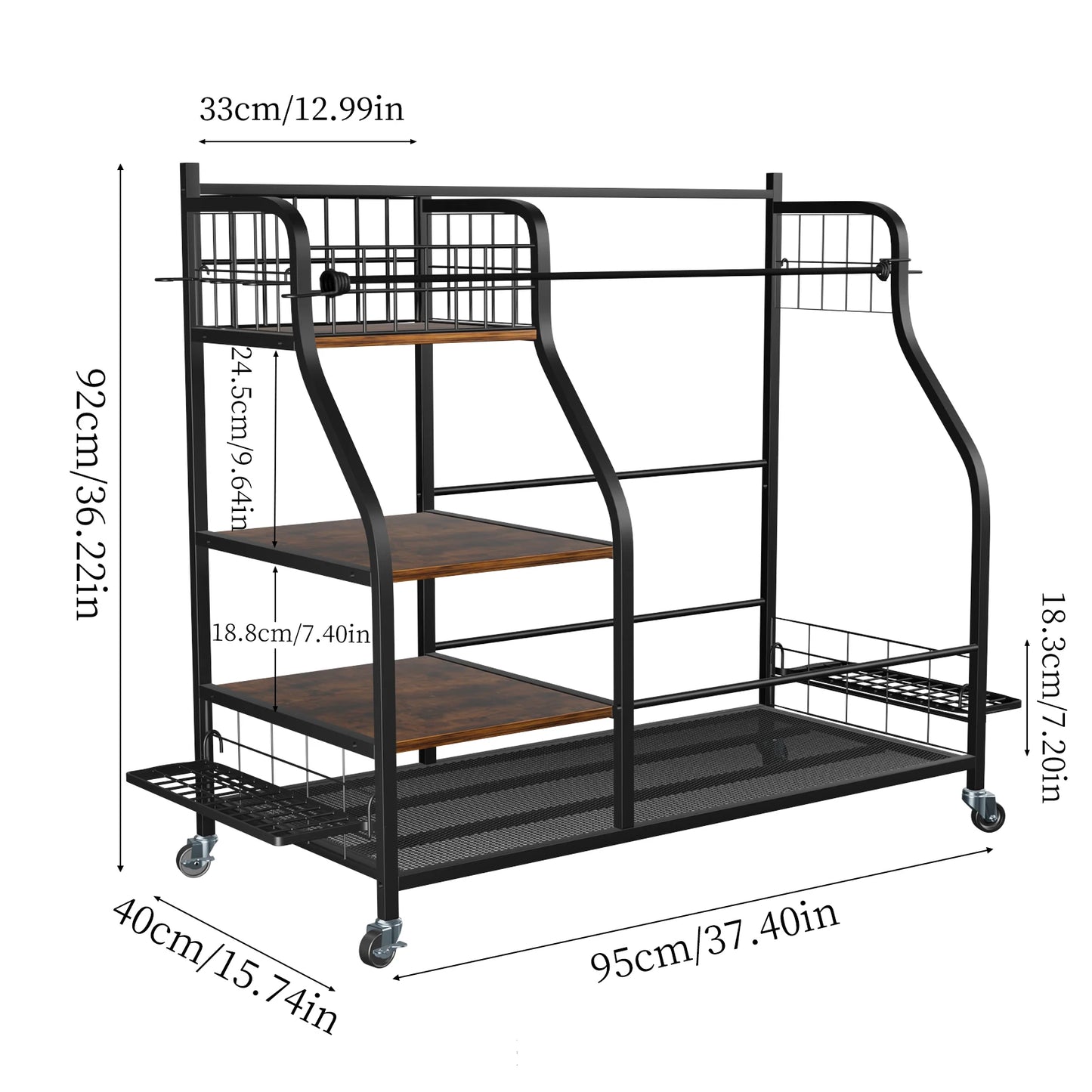Rolling Golf Bag Storage Rack With Wheels Metal Equipment Organizer