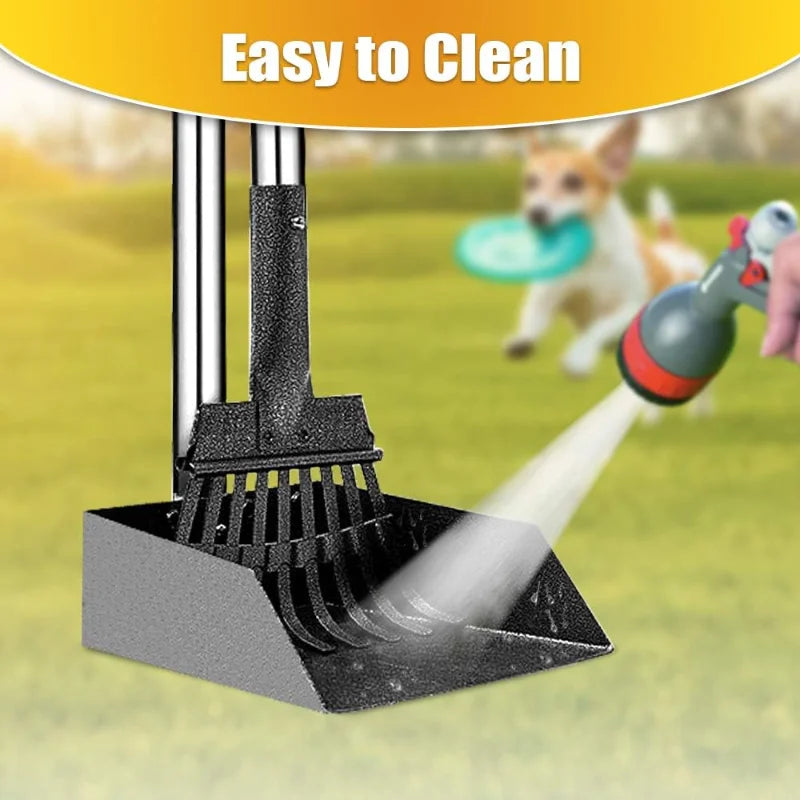 None Dog Pooper Scooper With Long Handle Stainless Tray Rake