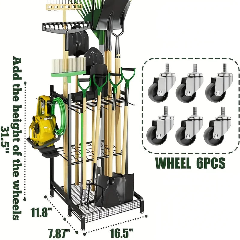 Garden Tool Rack And Patio Tool Tower For Garage Organization