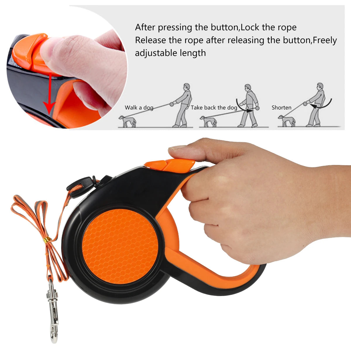 Retractable Dog Lead Heavy Duty Leash With Reflective Tape