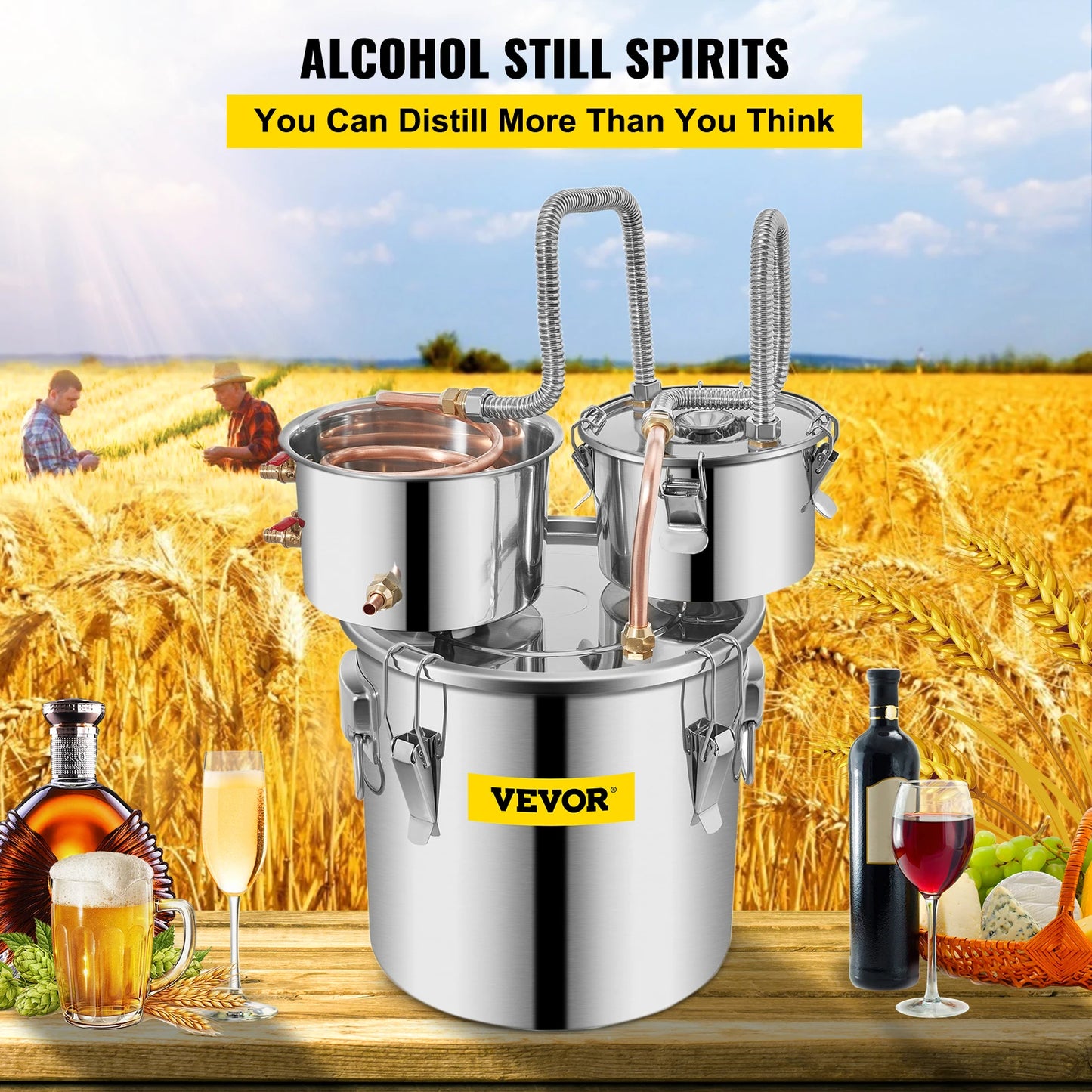 SucceBuy Alcohol Distiller Moonshine Stainless Steel Still