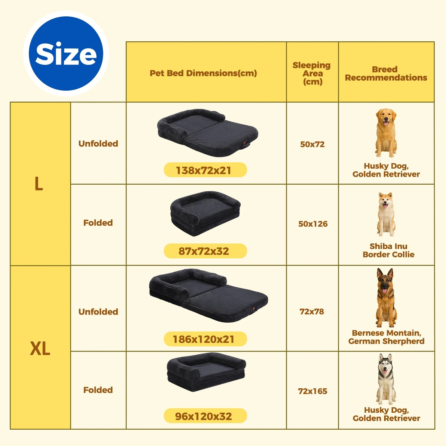 PAWZ Road Foldable Plush Dog Bed With Non Slip Bottom