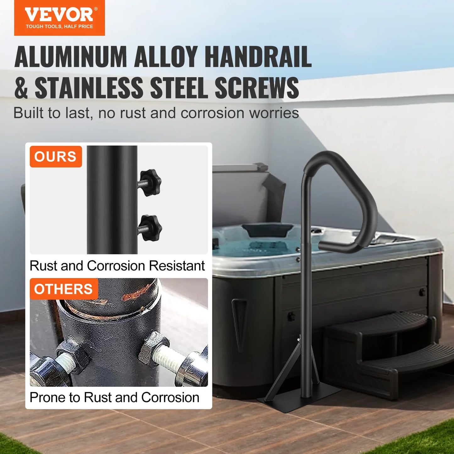 SucceBuy 360 Rotatable Hot Tub Handrail With Adjustable Height Base