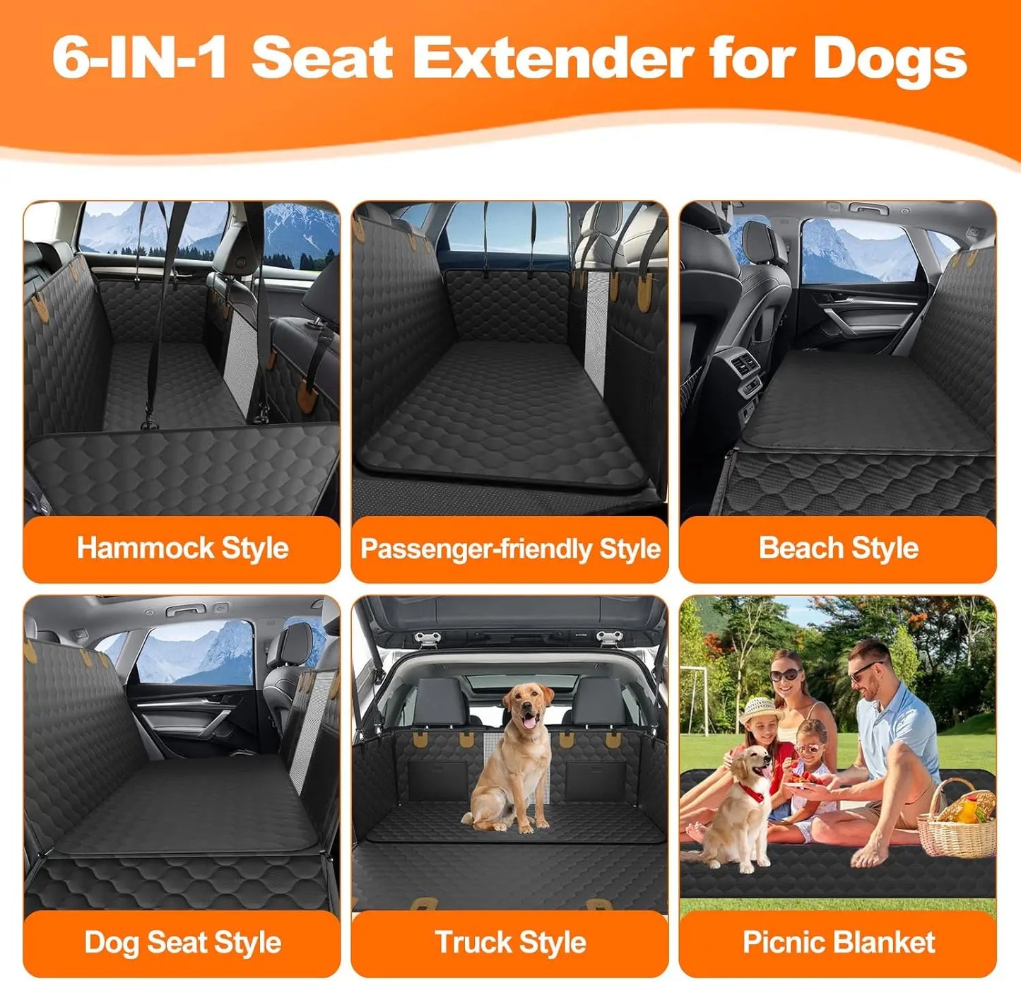 Wedyvko Waterproof Foldable Dog Car Seat Hammock And Protector