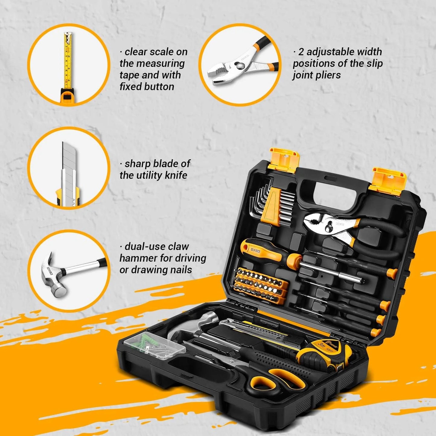 DEKODIY General Household Hand Tool Kit With Storage Case