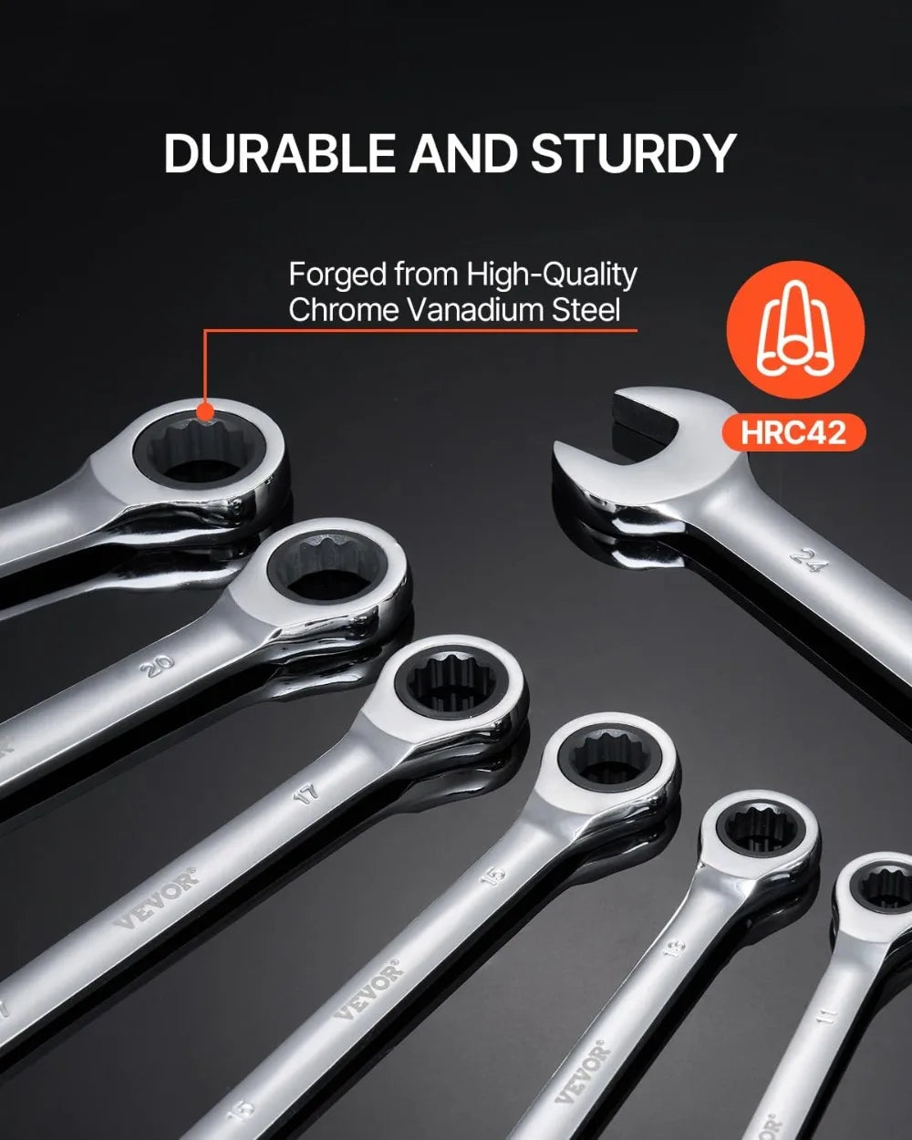 30-Piece Ratcheting Wrench Set with Organizer, Cr-V Steel SAE 1/4" to 1", Metric 8-24mm for Household, Garage, Workshop