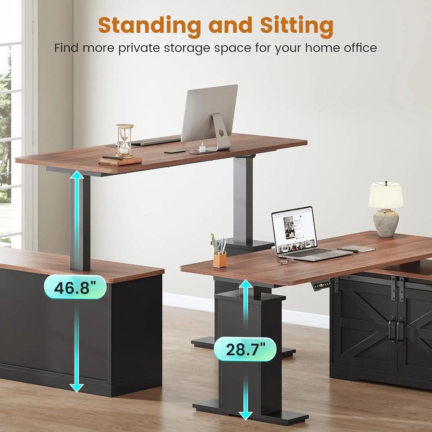 XMSJ L Shaped Standing Desk With Storage Drawers