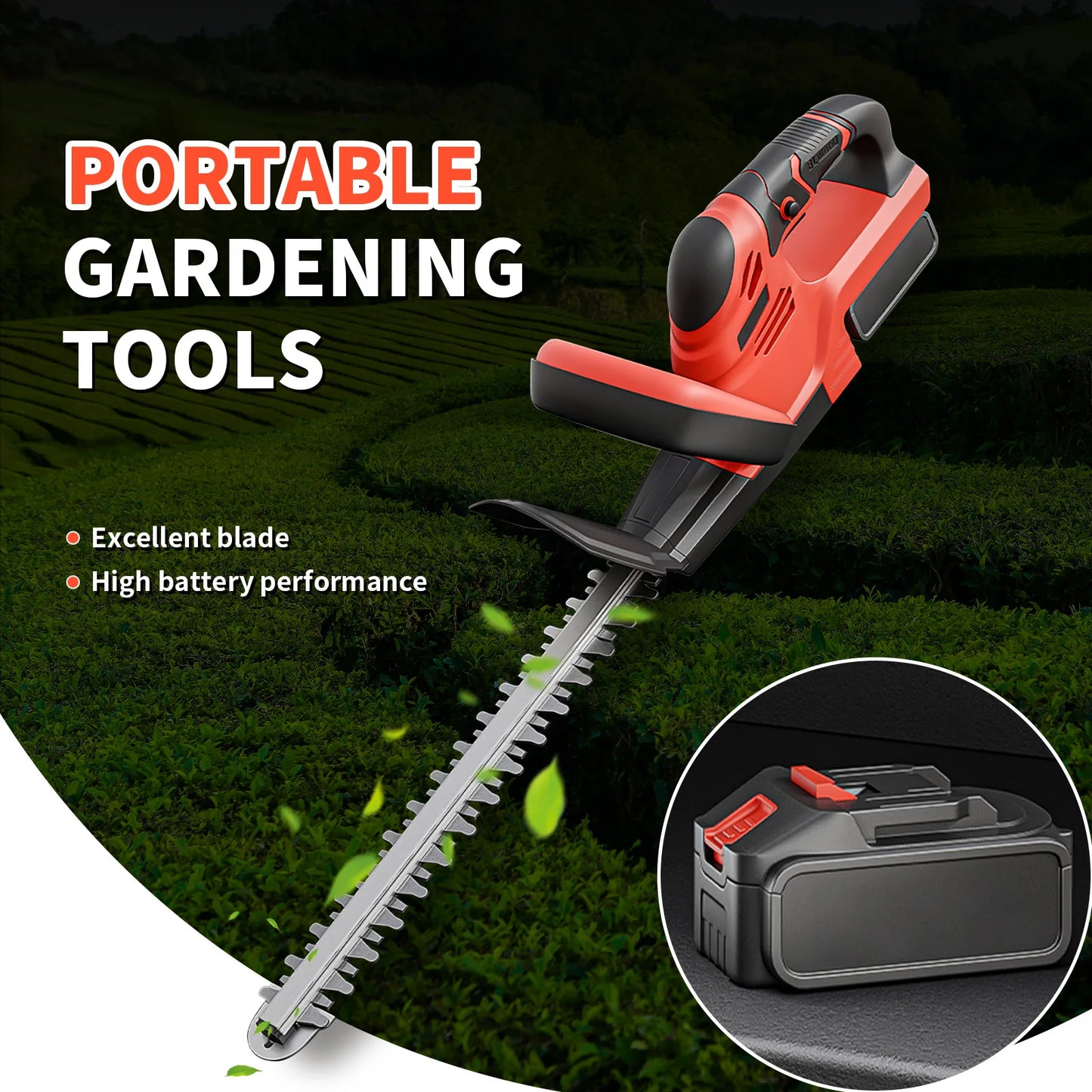Cordless Hedge Trimmer 21V With 3.0Ah Battery And Charger