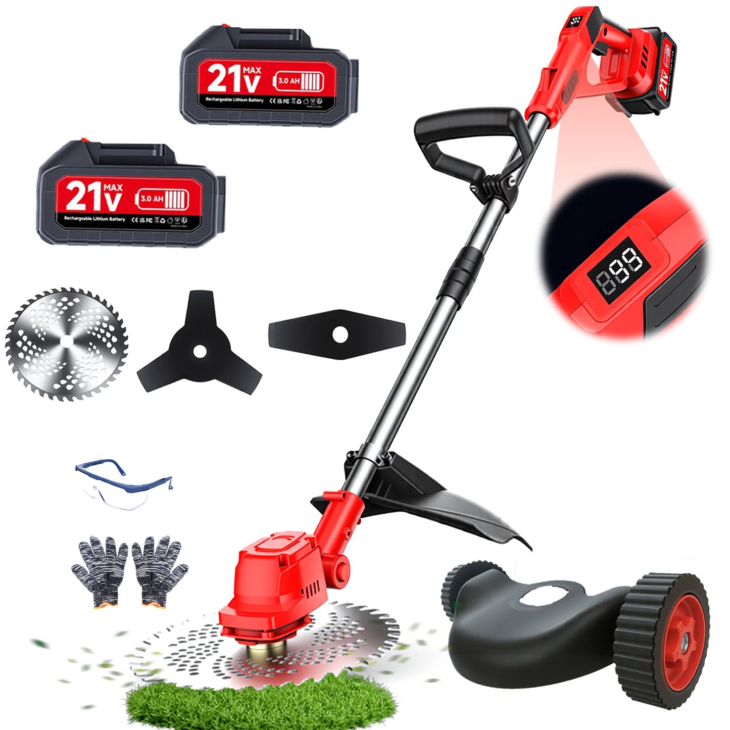 Cordless Self Propelled Digital Display Lawn Mower With Telescopic Handle