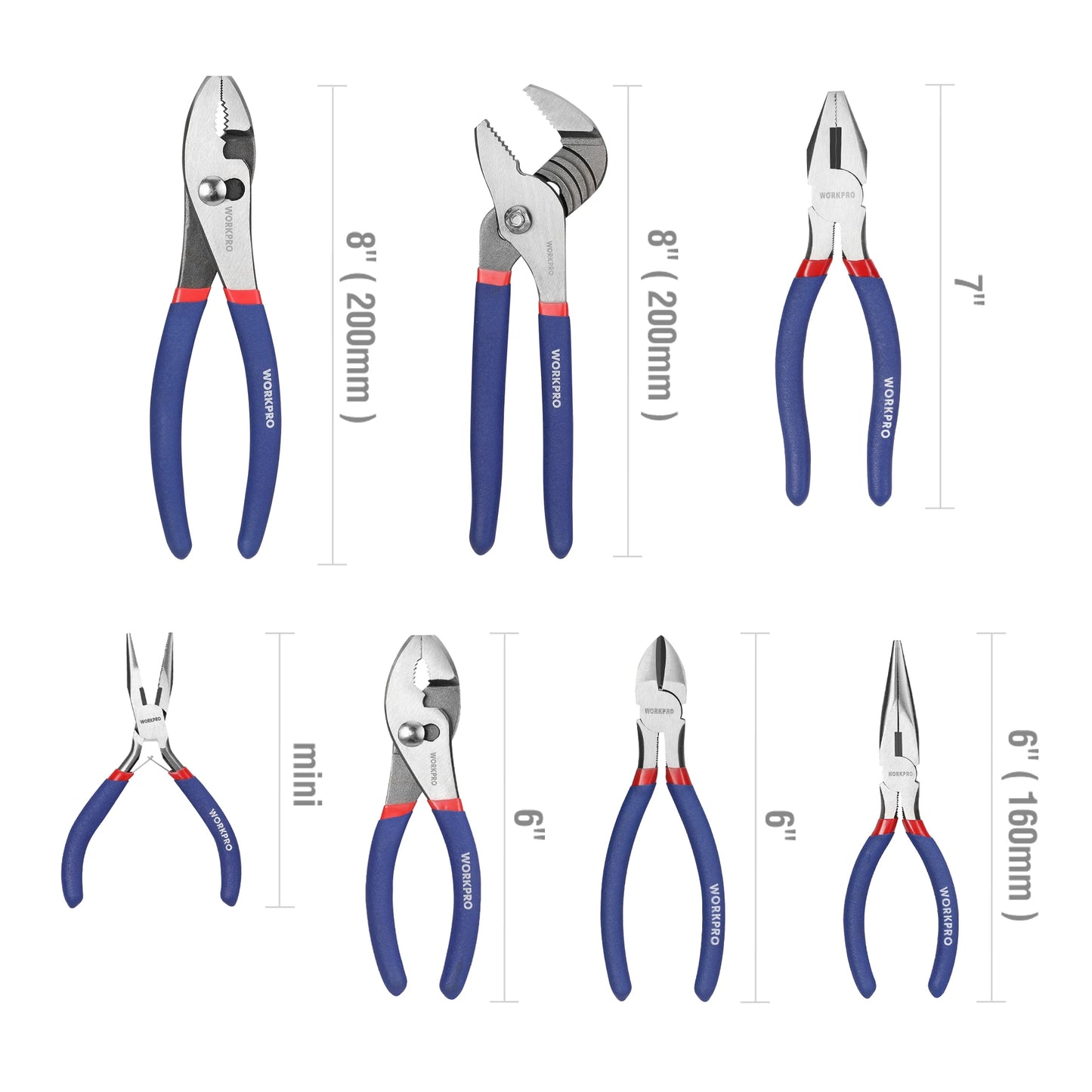 Workpro 7-Piece Pliers Set With Groove Joint And Slip Joint