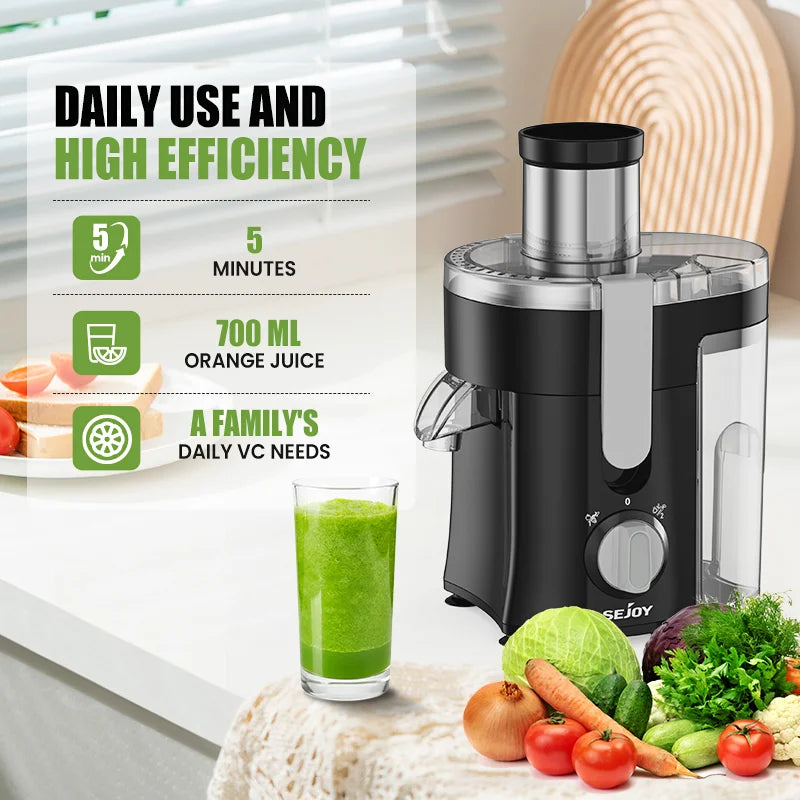 Sejoy Compact Fruits Juicer With Safety Features Pulp Ejection