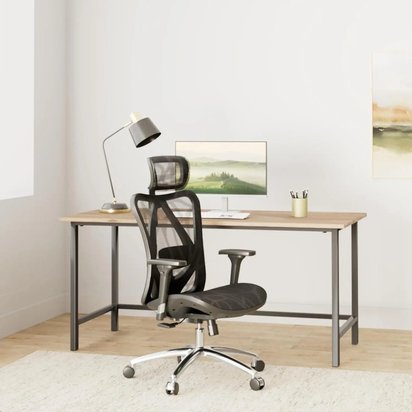 XMSJ Ergonomic Office Chair With 3 Way Armrests Lumbar Support