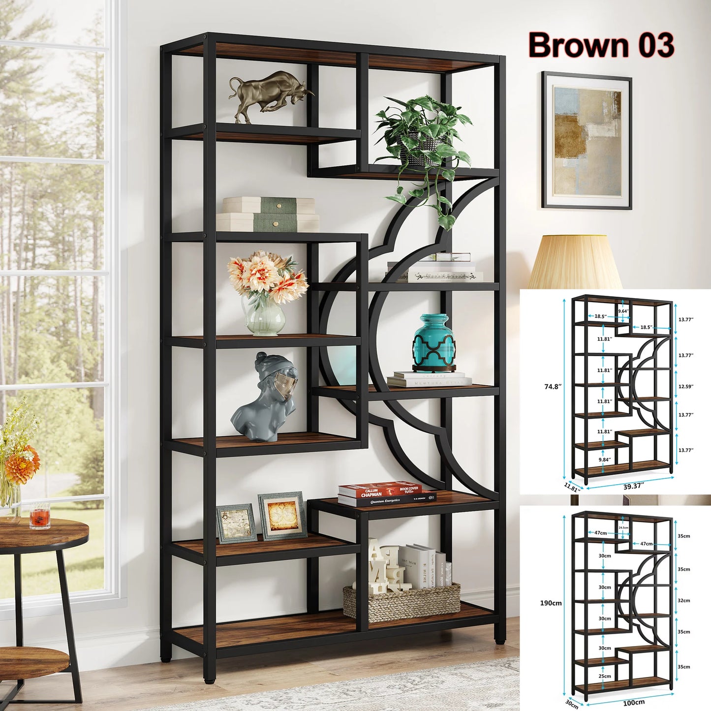 Tribesigns Industrial 5 Tier Etagere Bookcase Freestanding Storage Organizer