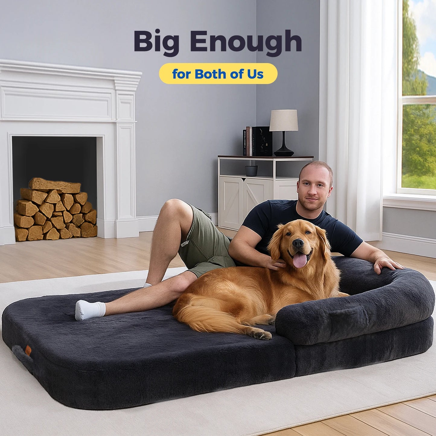 PAWZ Road Foldable Plush Dog Bed With Non Slip Bottom