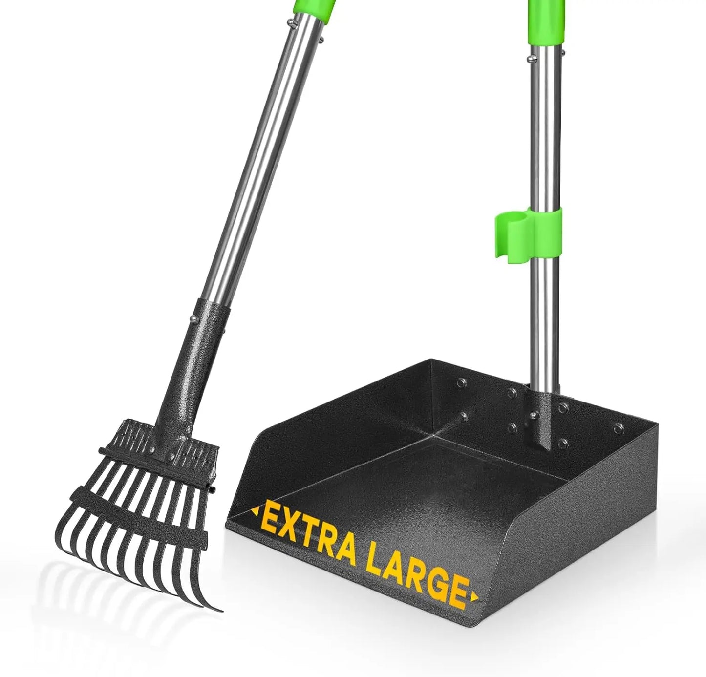 None Dog Pooper Scooper With Long Handle Stainless Tray Rake