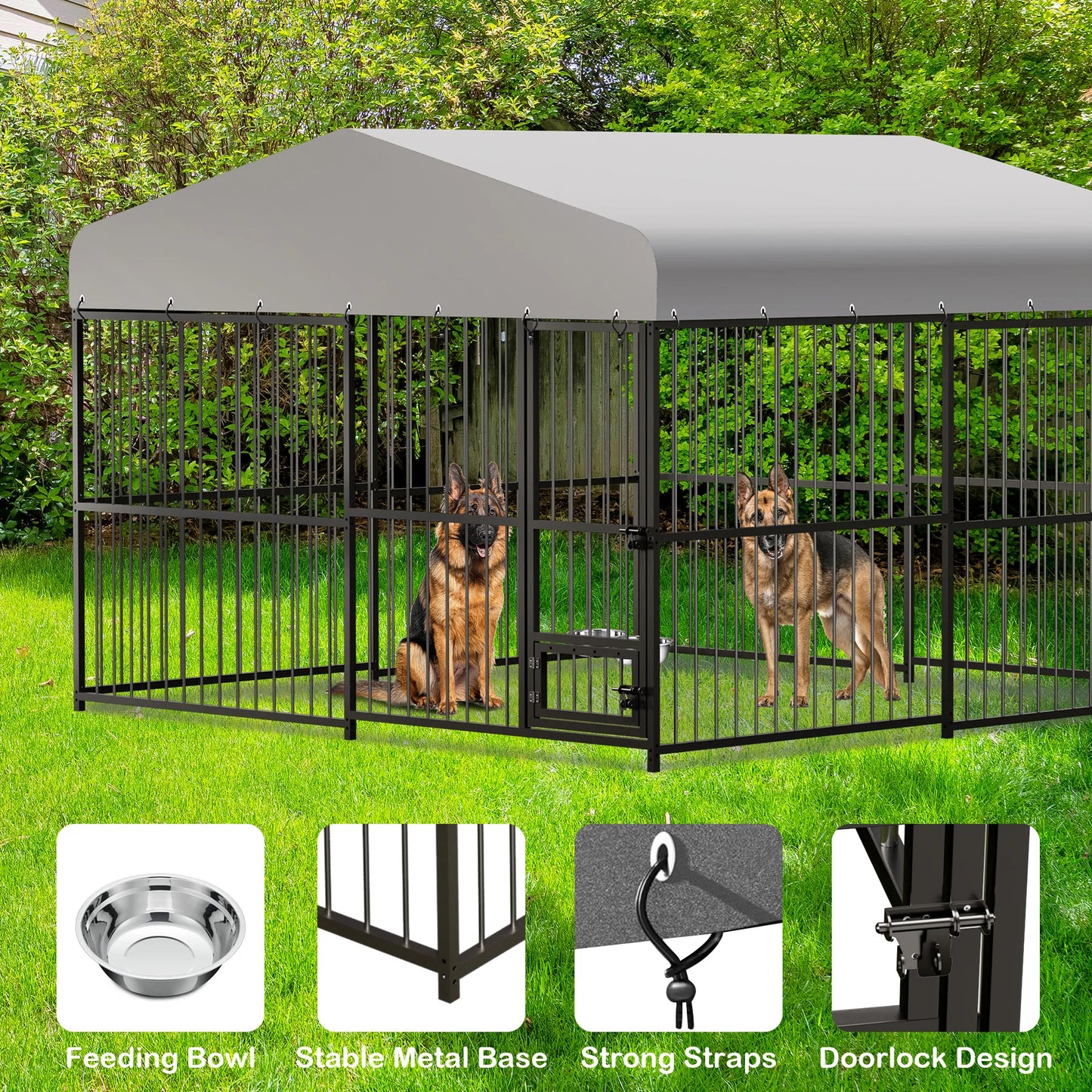 TWISTER.CK Heavy-Duty Outdoor Dog Kennel With Roof And Double Lock