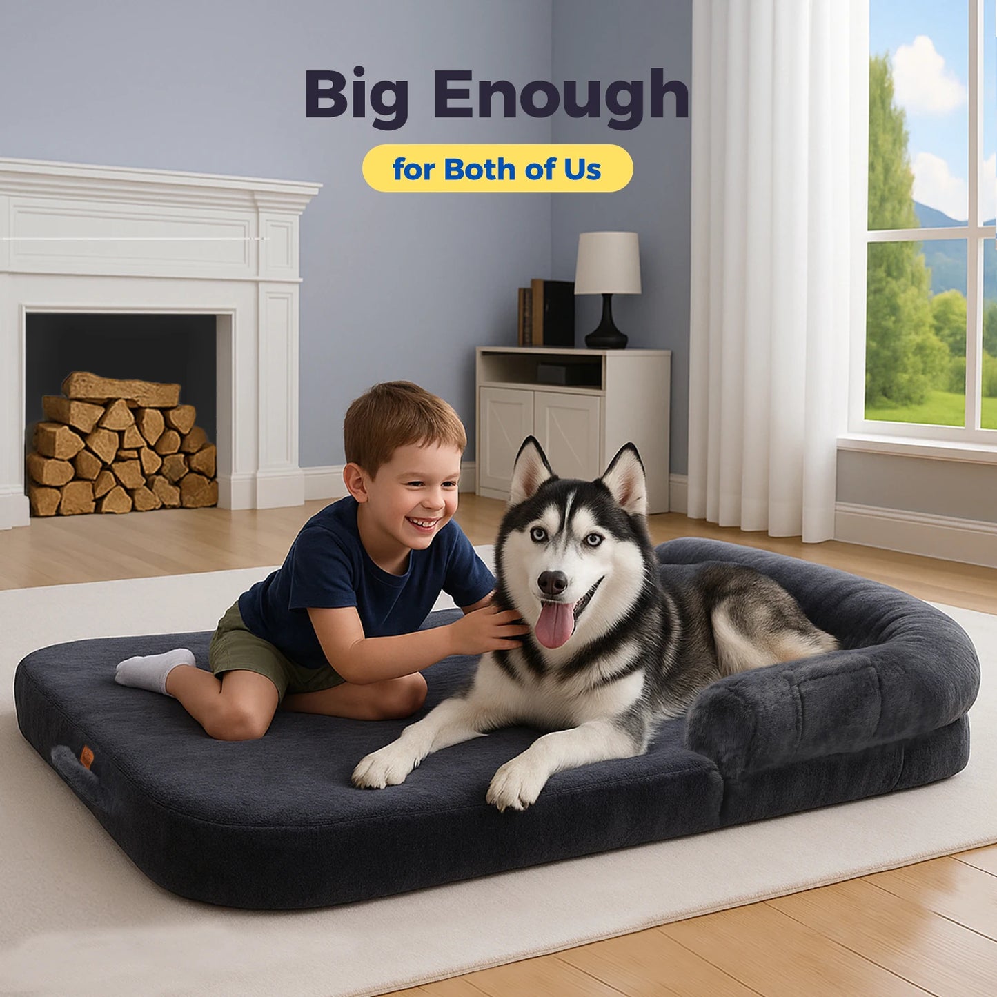 PAWZ Road Foldable Plush Dog Bed With Non Slip Bottom