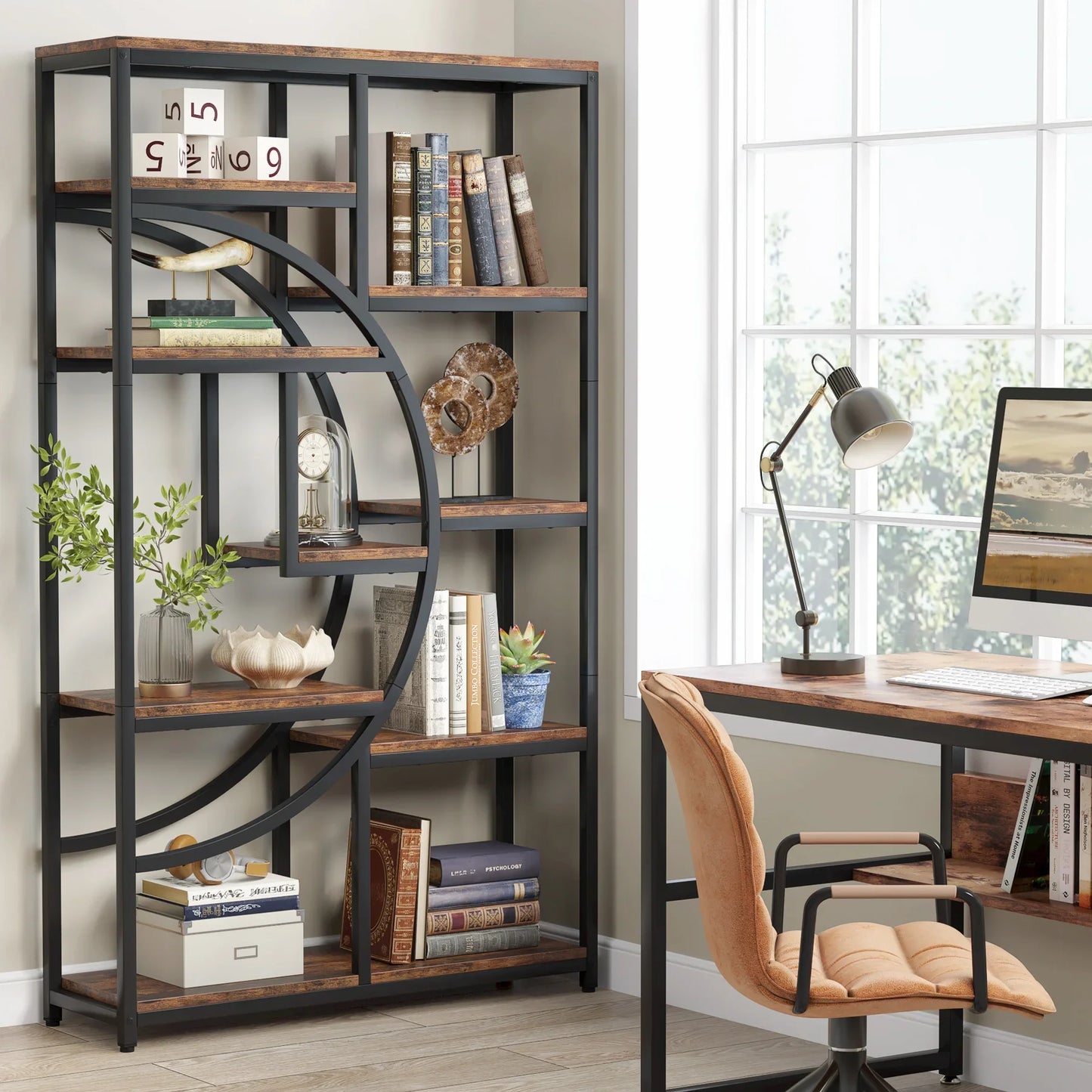 Tribesigns Industrial 5 Tier Etagere Bookcase Freestanding Storage Organizer