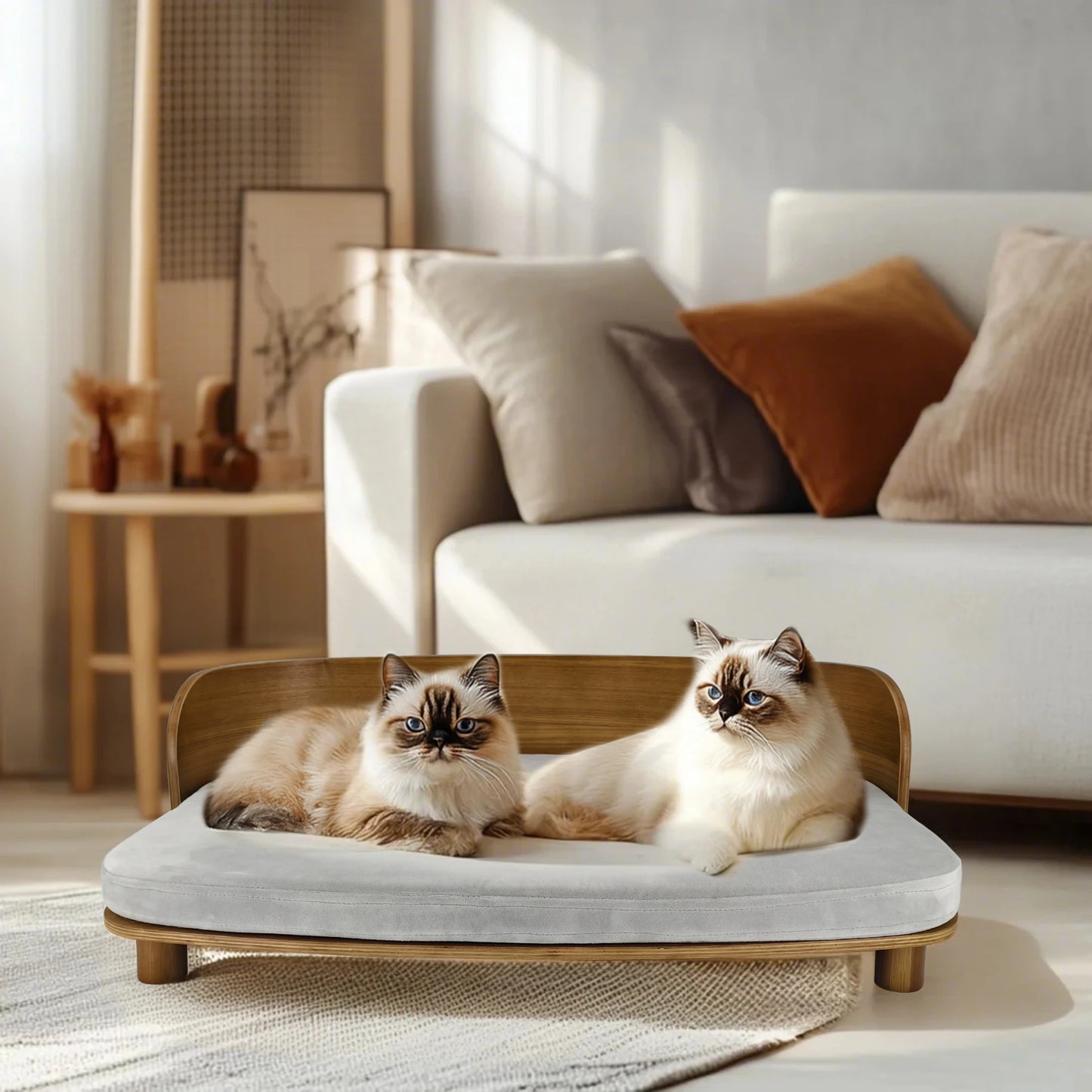 BINGOPAW Elevated Cat Bed Wooden Indoor Cat Sofa