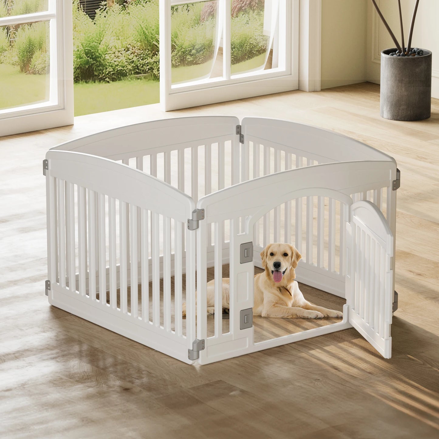 JHK Plastic Dog Playpen 6 Panel Indoor Outdoor Fence