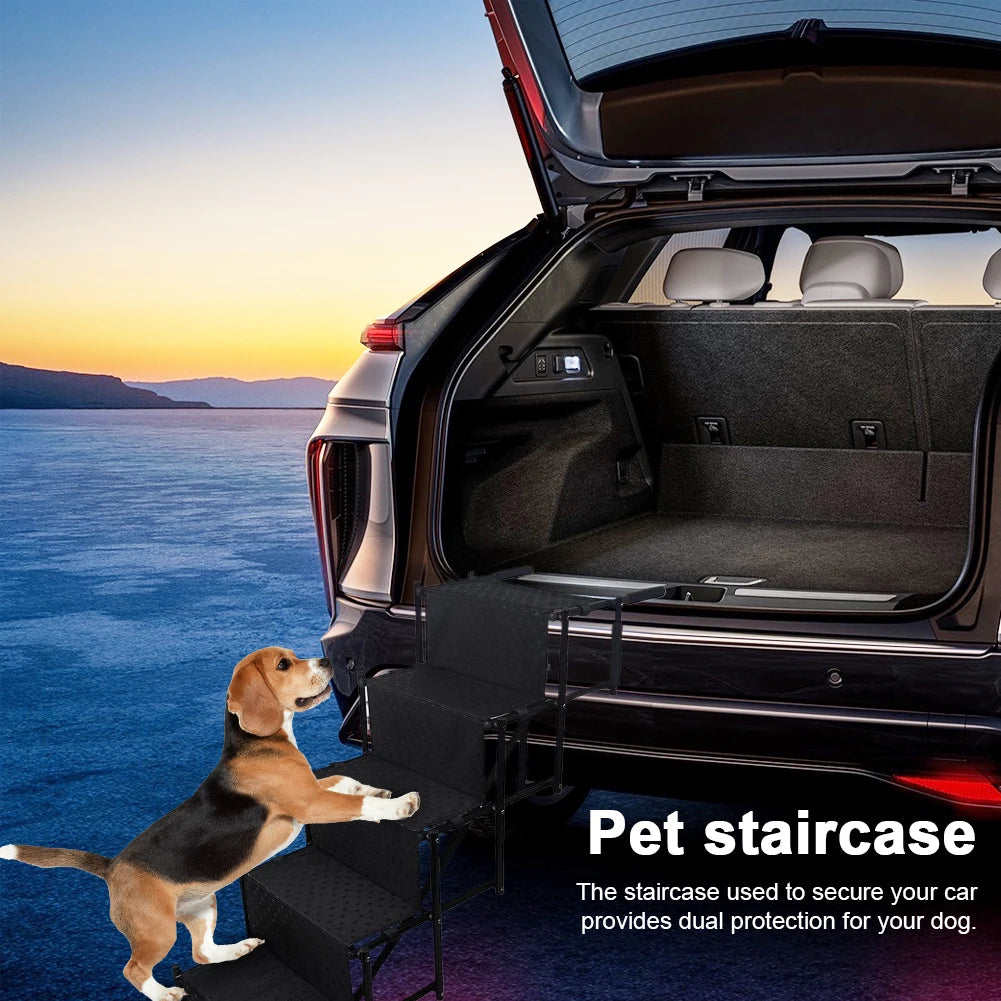 None 5 Steps Portable Dog Steps Supports Up To 150 Lbs Foldable