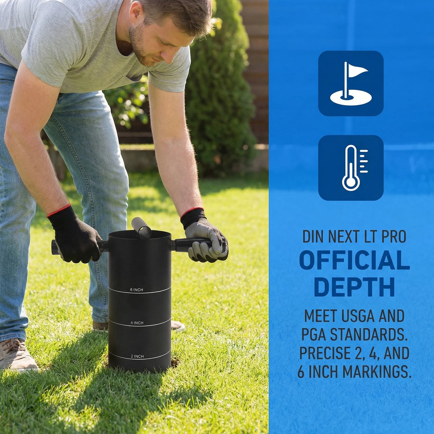 Golf Cup Cutter with Detachable Handle Carbon Steel USGA Standard 2In 4In and 6In for Backyard Lawn Garden Training