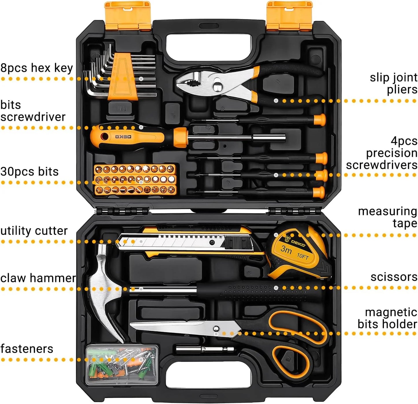 DEKODIY General Household Hand Tool Kit With Storage Case