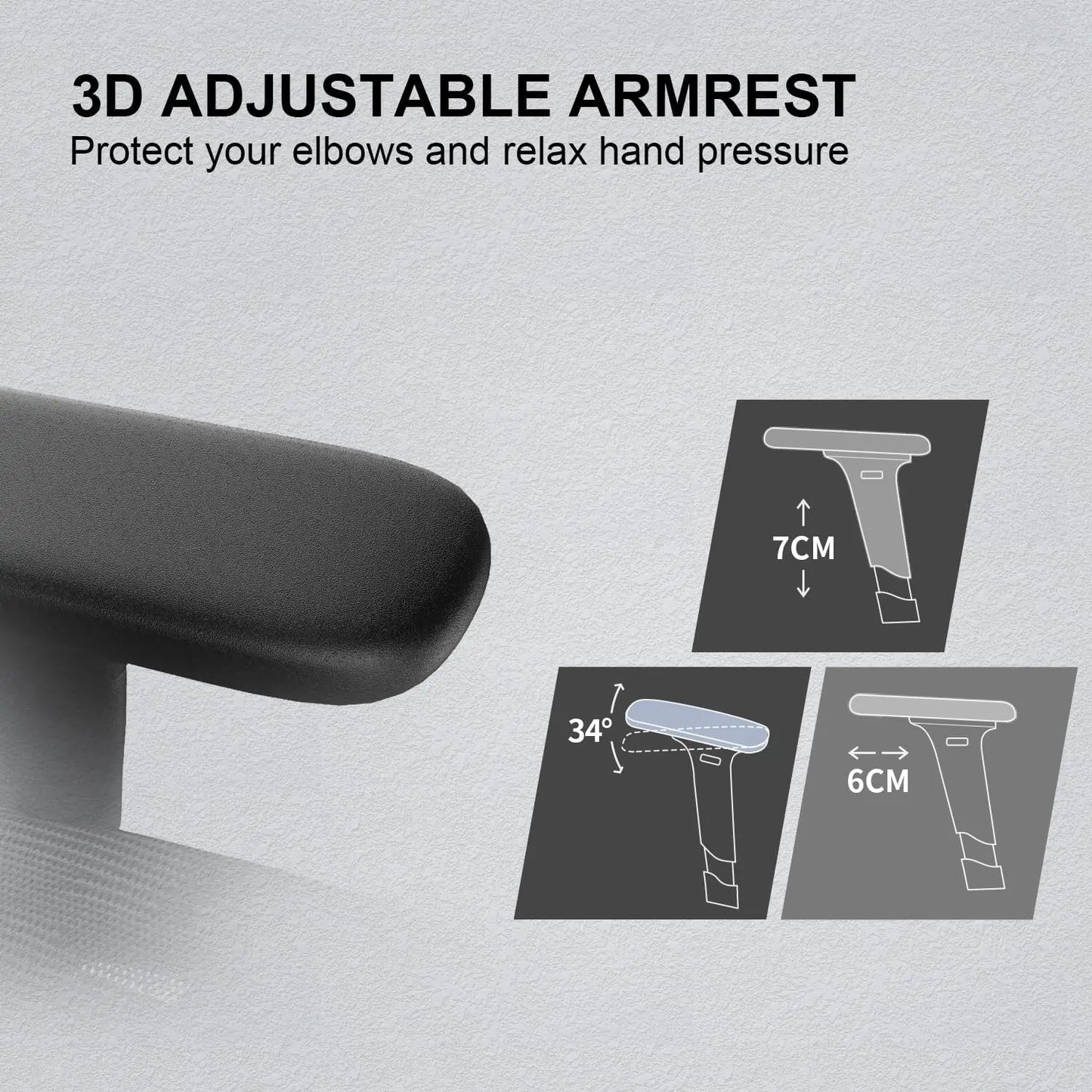 XMSJ Ergonomic Office Chair With 3 Way Armrests Lumbar Support