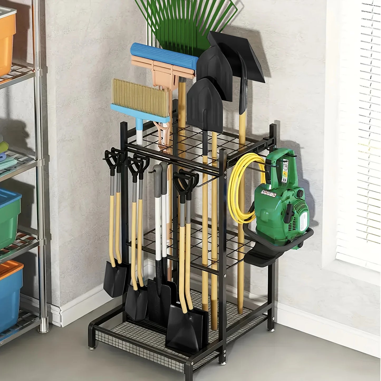 Garden Tool Rack And Patio Tool Tower For Garage Organization