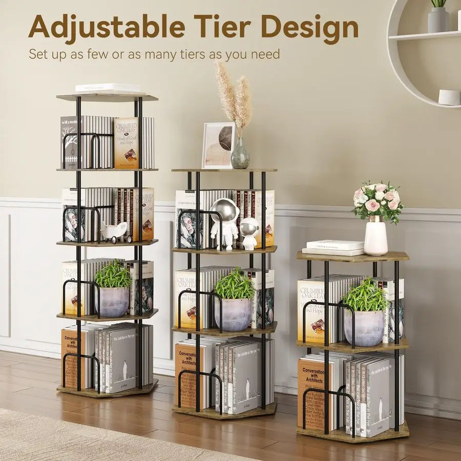 MBVM 4-Tier Rotating Bookshelf Tower