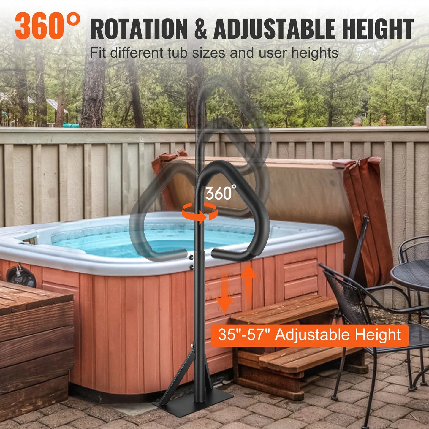 SucceBuy 360 Rotatable Hot Tub Handrail With Adjustable Height Base