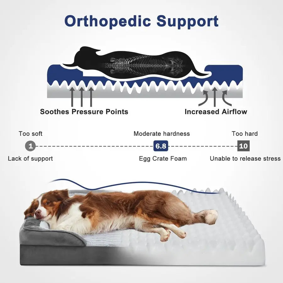 Orthopedic Dog Bed With Egg-Crate Foam Support For Pets