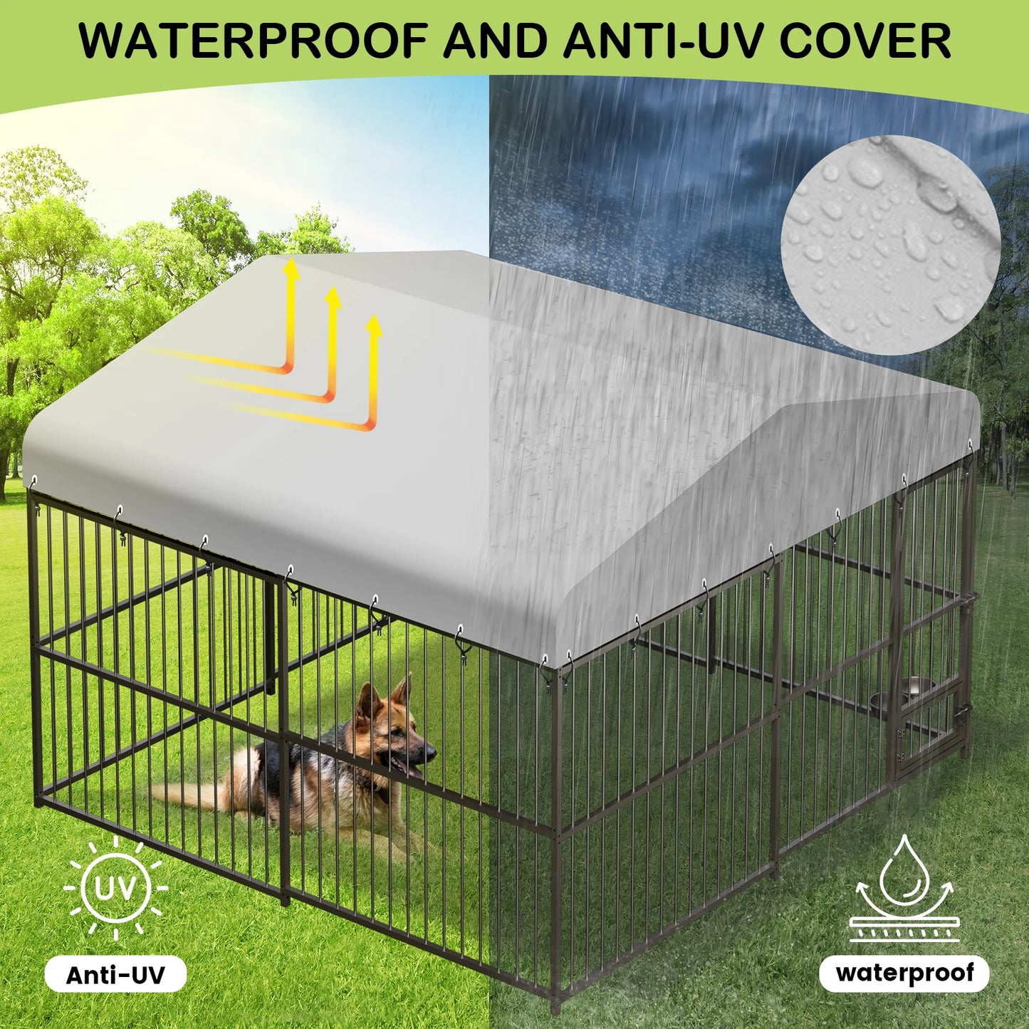 TWISTER.CK Heavy-Duty Outdoor Dog Kennel With Roof And Double Lock