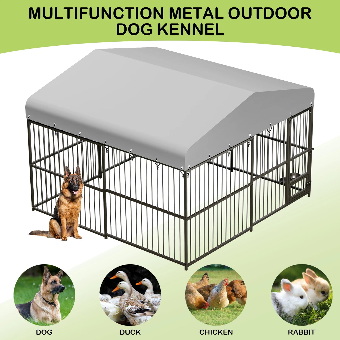 TWISTER.CK Heavy-Duty Outdoor Dog Kennel With Roof And Double Lock