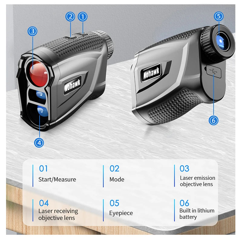 Nohawk Golf Rangefinder With Slope Flag Lock And Magnetic Function