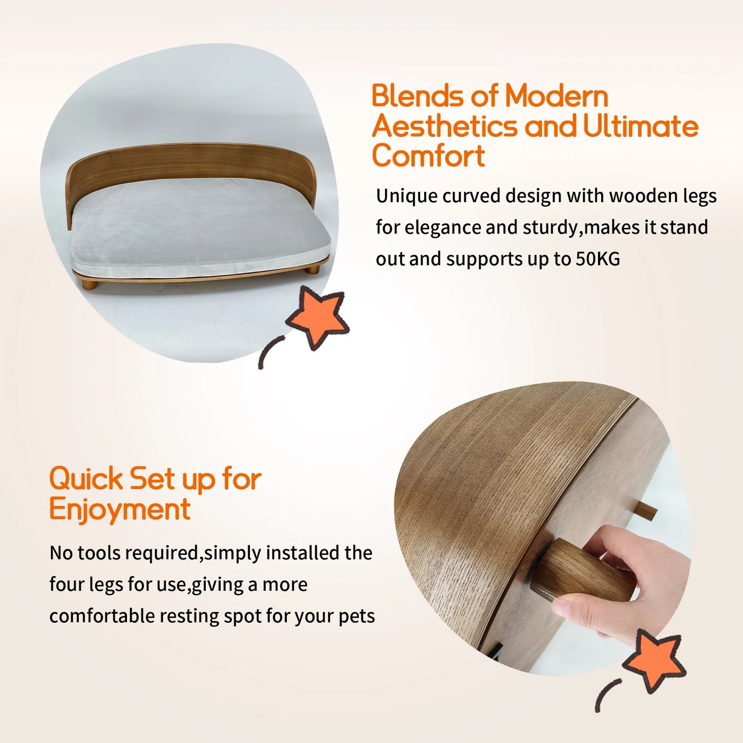 BingoPaw Elevated Cat Bed Wooden Sofa Chair For Small Animals