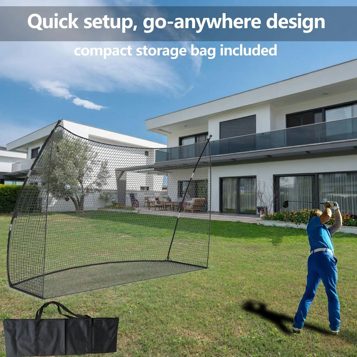 HiMISS Golf Practice Net Portable Backyard Hitting Net With Carry Bag