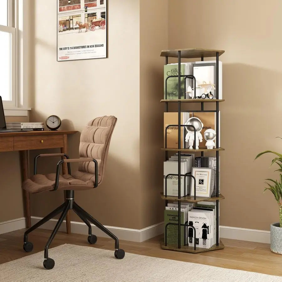 MBVM 4-Tier Rotating Bookshelf Tower