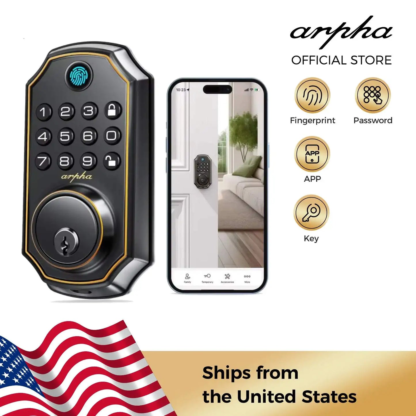 Arpha D280 Keyless Entry Door Lock 5-In-1 Fingerprint
