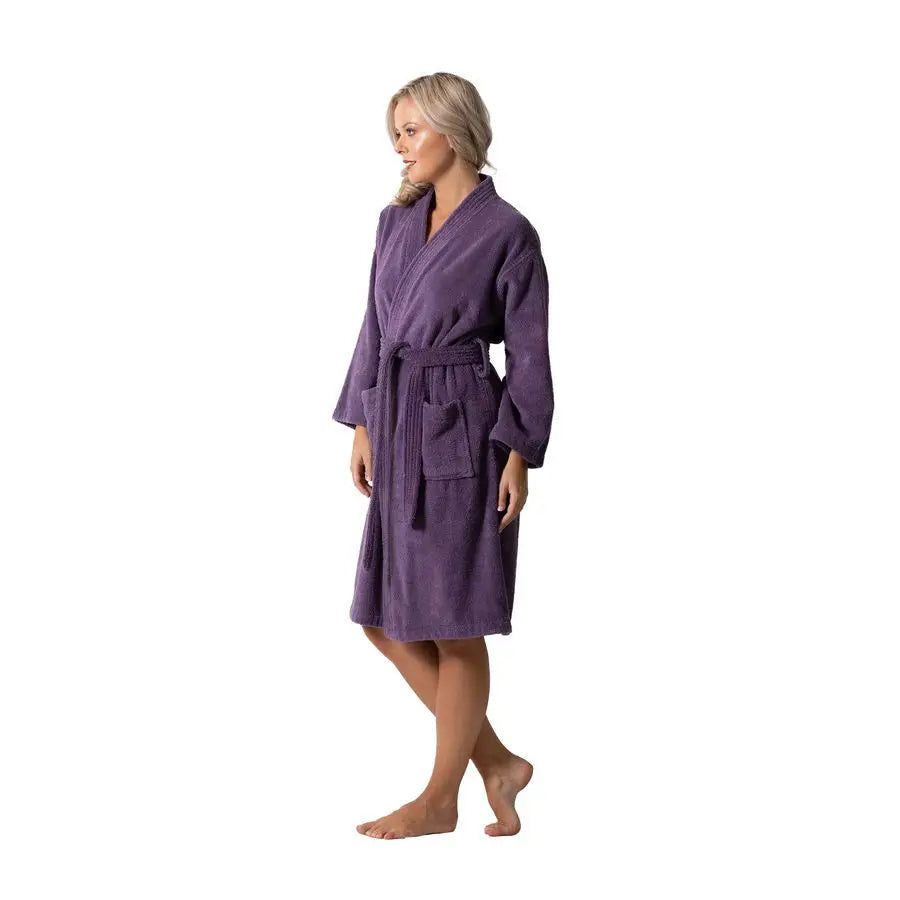 Turkish Cotton Terry Kimono Collar Bathrobe For Women Absorbent Soft