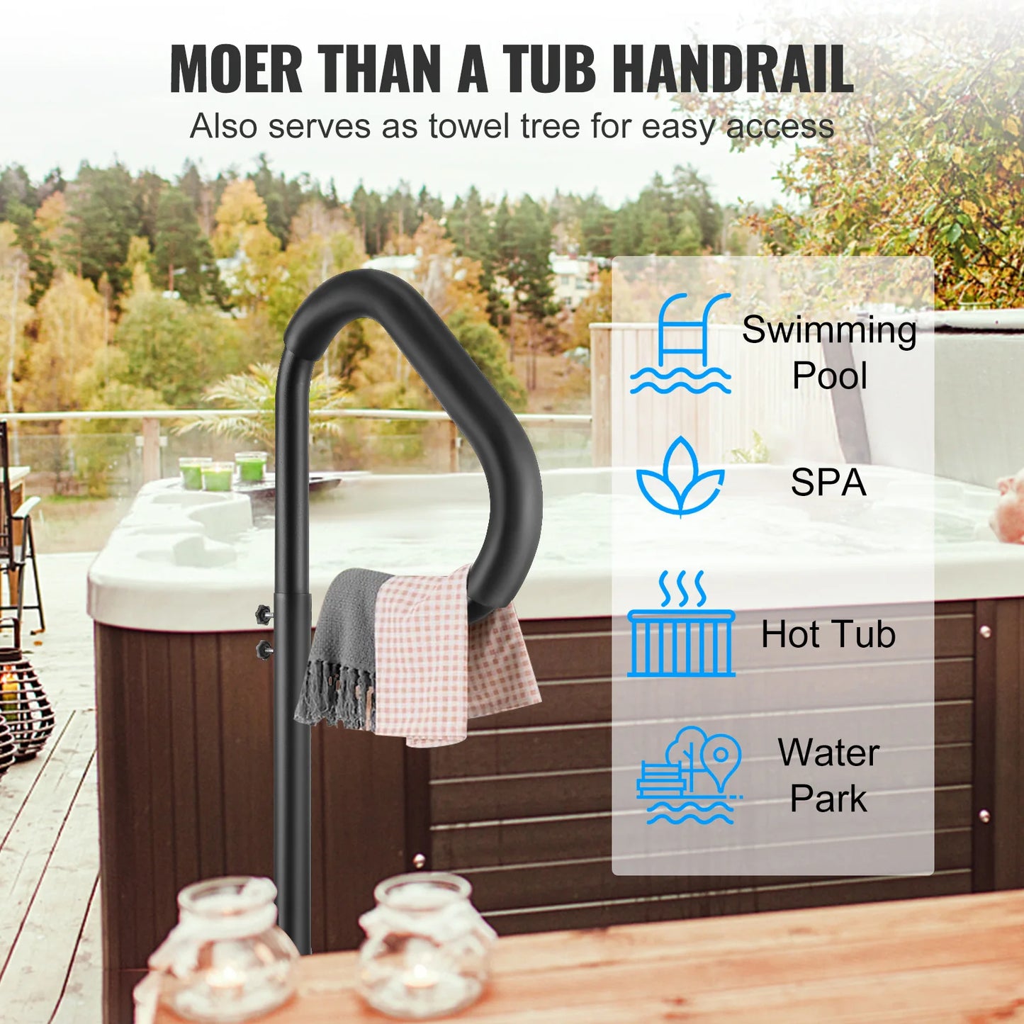 SucceBuy 360 Rotatable Hot Tub Handrail With Adjustable Height Base