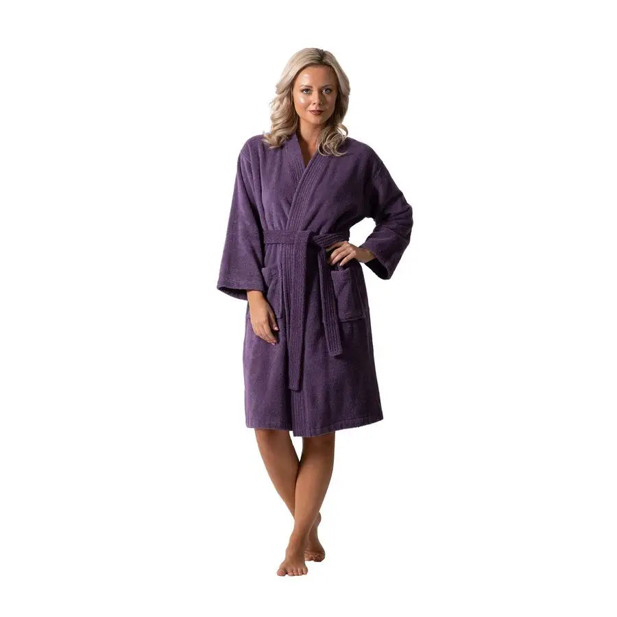 Turkish Cotton Terry Kimono Collar Bathrobe For Women Absorbent Soft