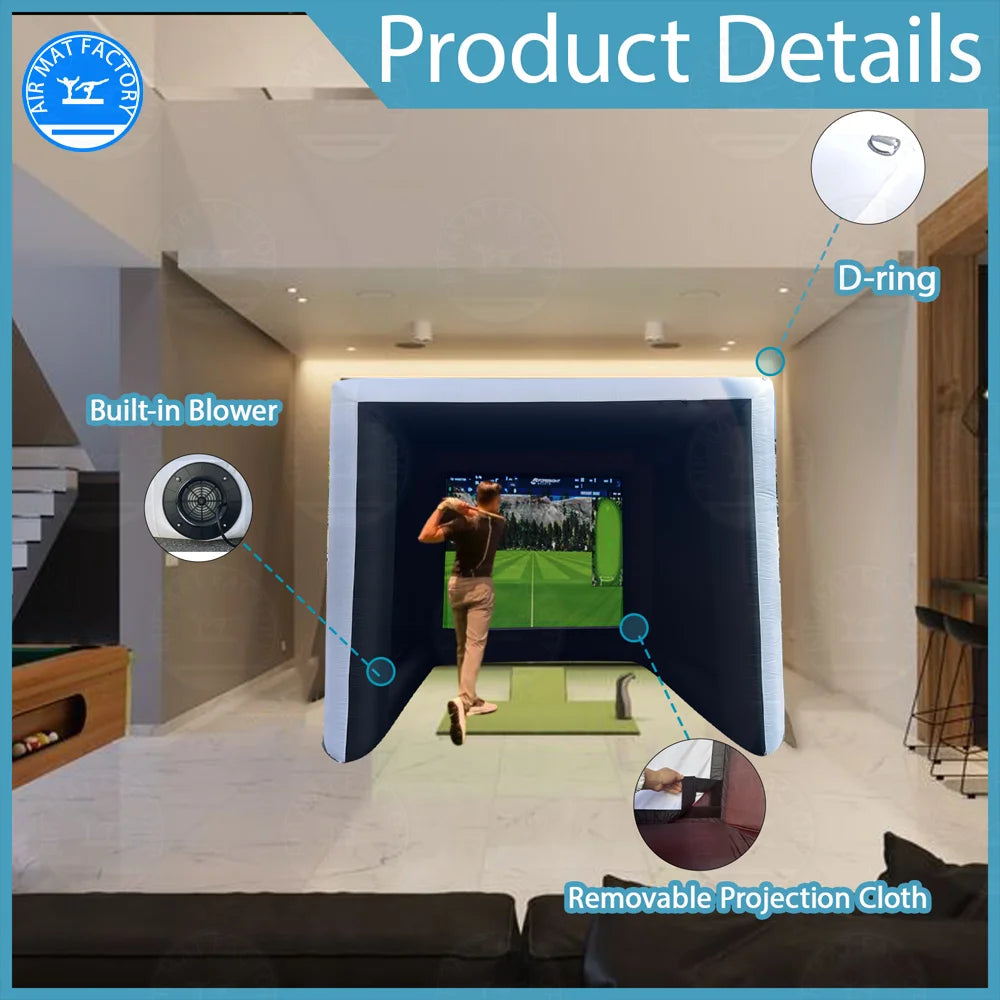 Inflatable Golf Practice Swing Simulator Tent Indoor Net Cage
