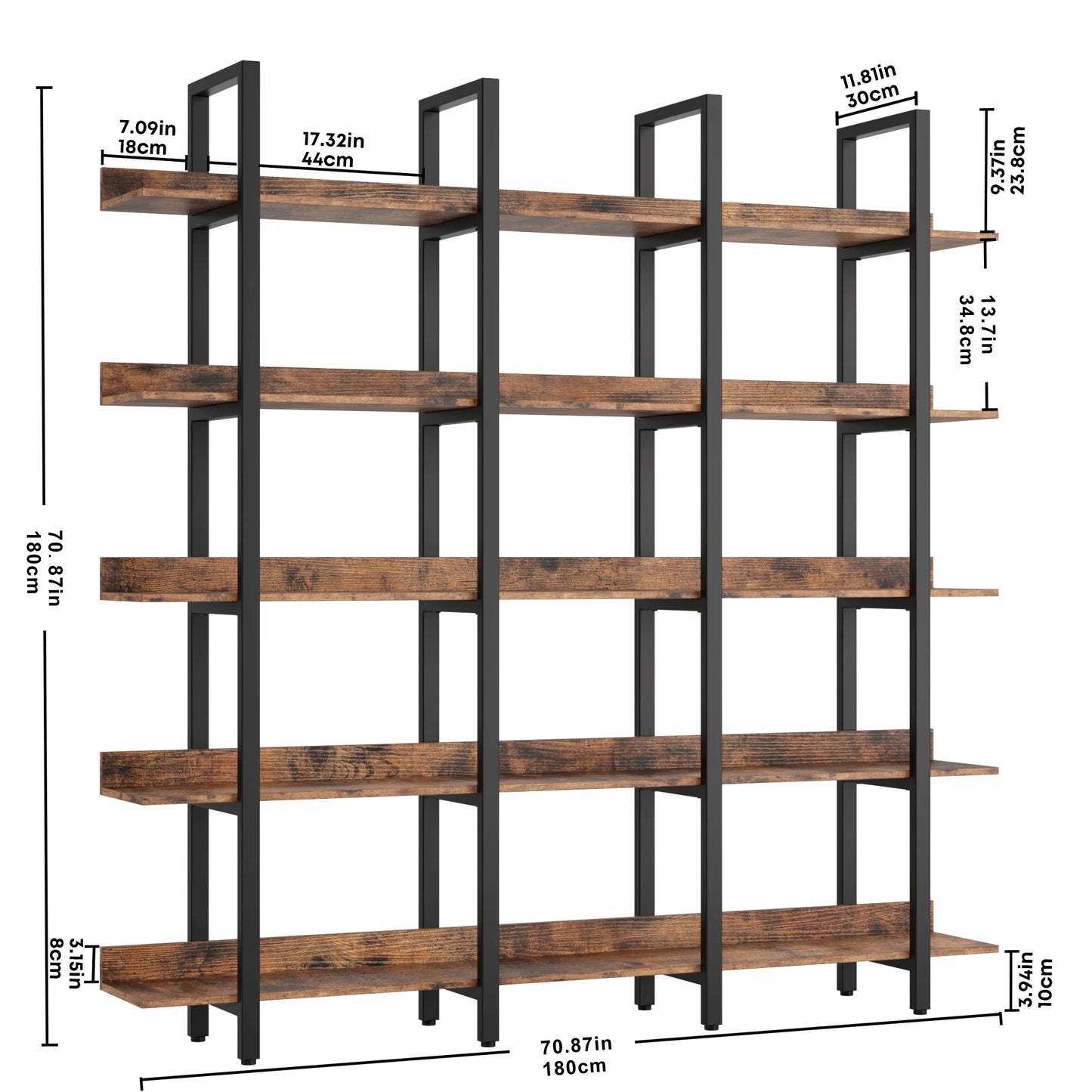 Ironck Triple Wide 5-Tier Etagere Bookcase for Home Office